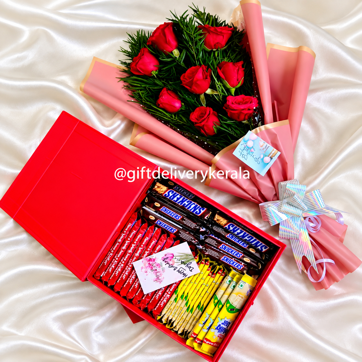 Chocolate Hamper & Flower Bouquet Combo